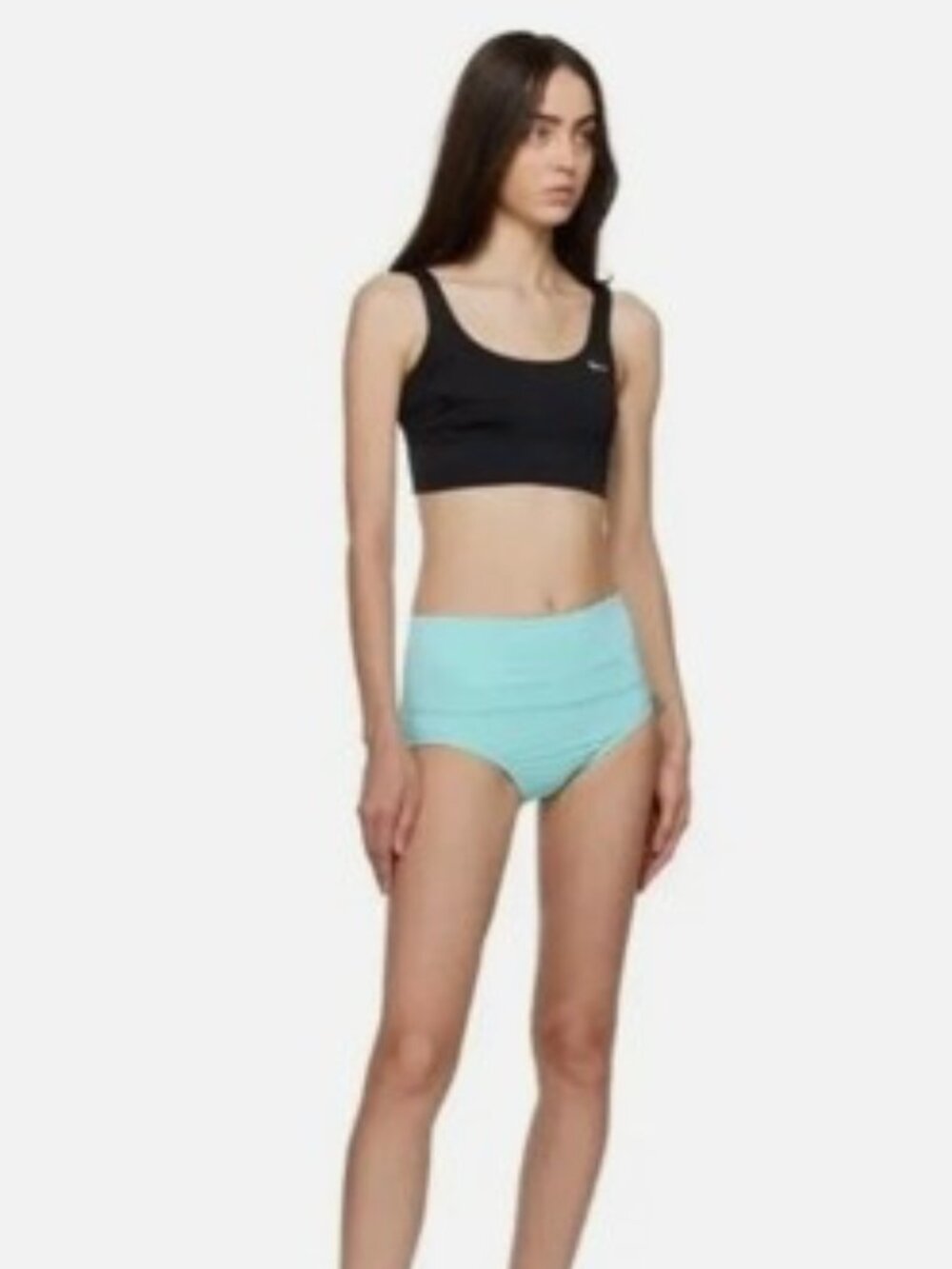 Nike Copa/Blue-Teal Essential High-Waist Banded Bikini Swim Bottom-NWOT